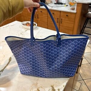 GOYARD Saint Louis PM - Blue White Black Coated Canvas Tote Bag